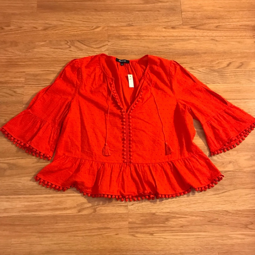 Madewell peekaboo pom pom shirt